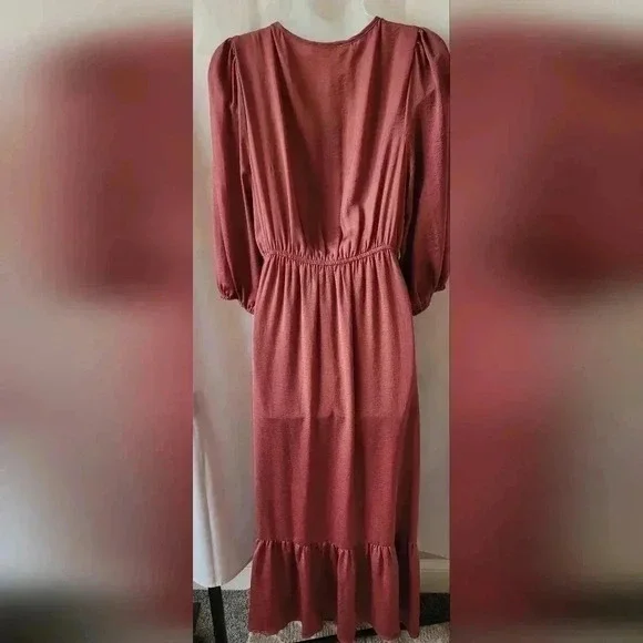BaeVely high-low tie front dress, size medium, color Baked Rose - Picture 8 of 12